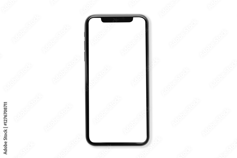 Smartphone with white blank screen mockup isolated on white background. Smartphone business infographic mockups of web site or design app Smartphone with white blank screen mockup isolated on white background. Smartphone business infographic mockups of web site or design app