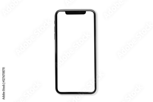 Smartphone with white blank screen mockup isolated on white background. Smartphone business infographic mockups of web site or design app