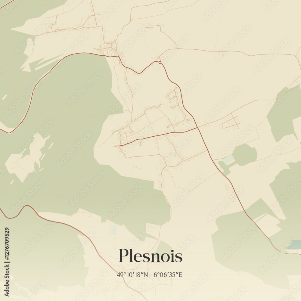 Obraz premium Vintage map of Plesnois, France.