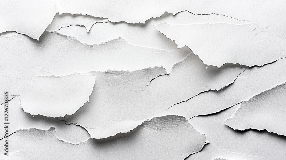 Torn white paper texture with layered edges creating minimalist design