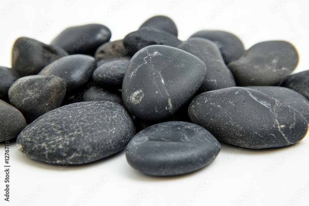 Black obsidian stones on white background. Neural network AI generated Black obsidian stones on white background. Neural network AI generated