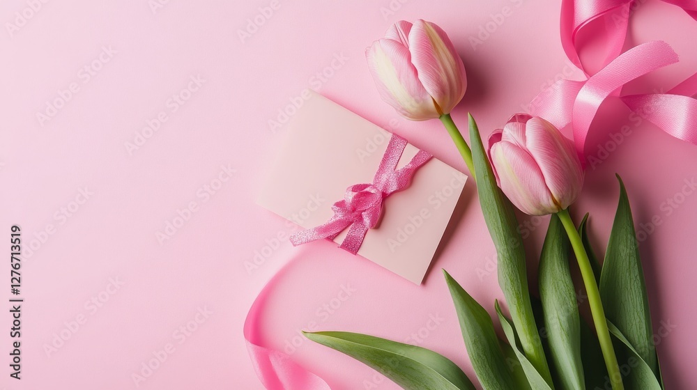 Pink tulip on a pink background, perfect for decoration or a birthday card. Pink tulip on a pink background, perfect for decoration or a birthday card.