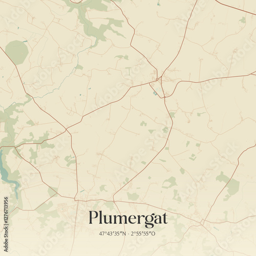 Vintage map of Plumergat, France.