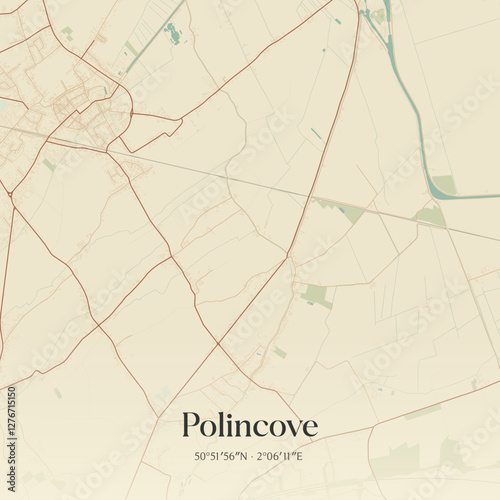 Vintage map of Polincove, France.