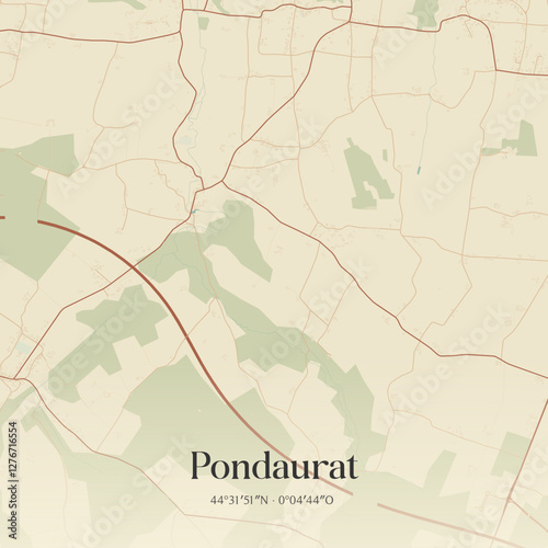 Vintage map of Pondaurat, France.