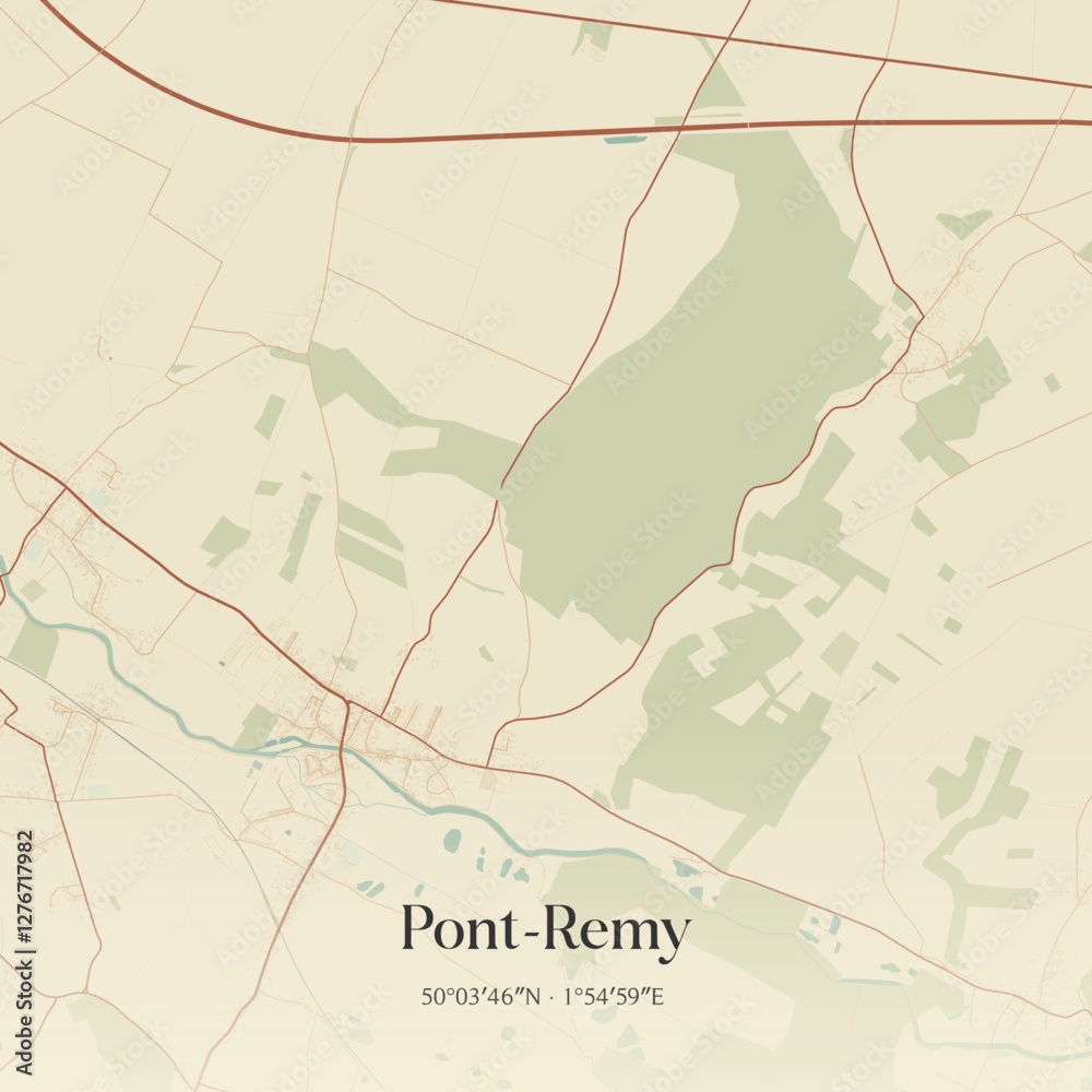 Obraz premium Vintage map of Pont-Remy, France.