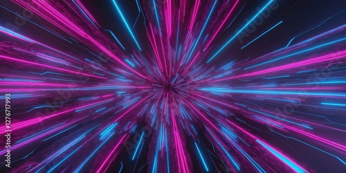 Blue and Red Light Streaks in Abstract Pattern