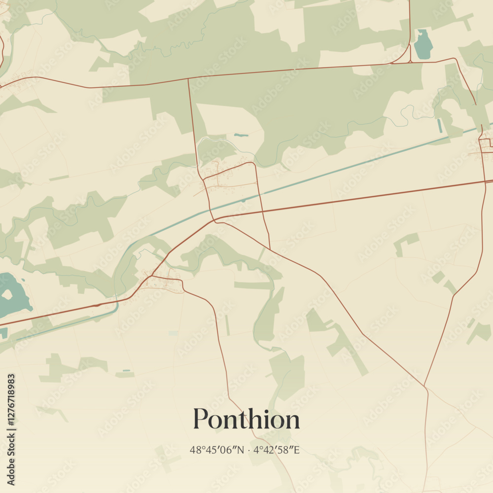 Obraz premium Vintage map of Ponthion, France.