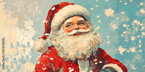 vintage christmas card santa claus pop art photo