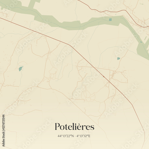 Vintage map of Potelières, France.