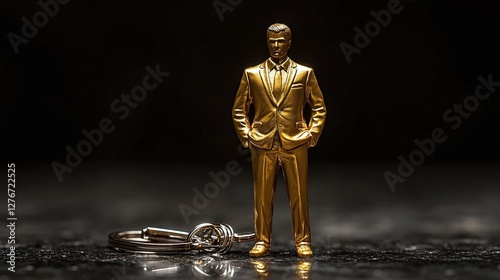 keychain with a golden businessman, success, wealth,