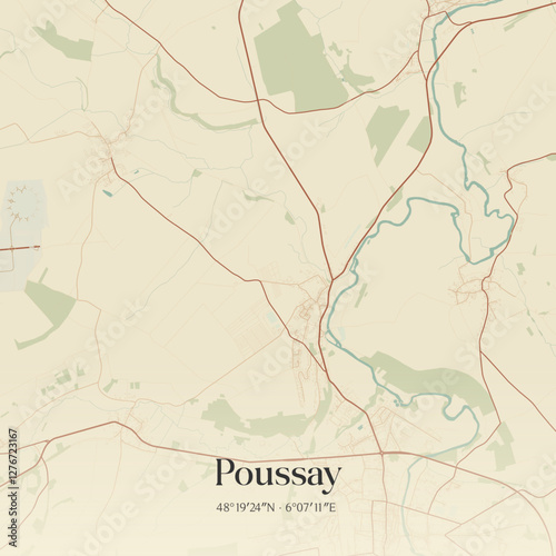 Vintage map of Poussay, France.