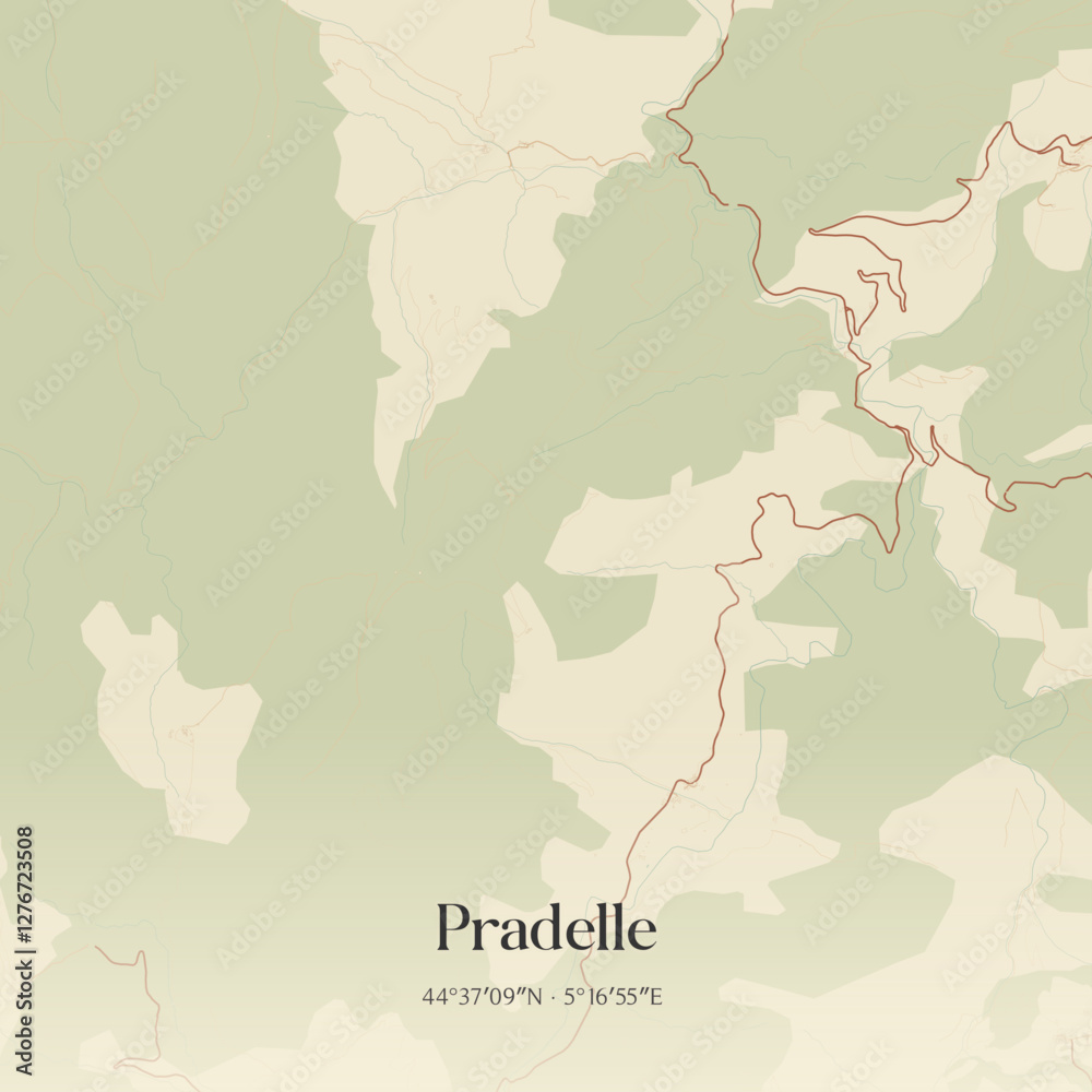 Naklejka premium Vintage map of Pradelle, France.