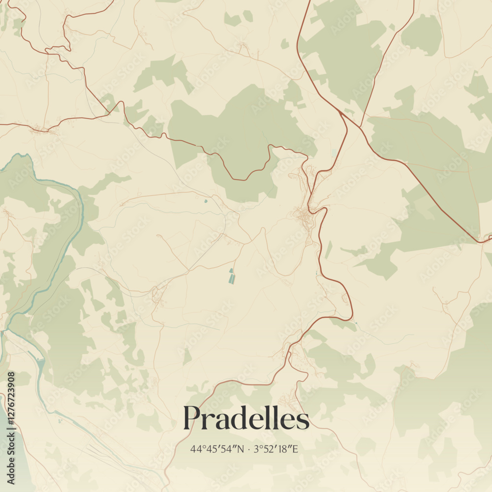 Obraz premium Vintage map of Pradelles, France.