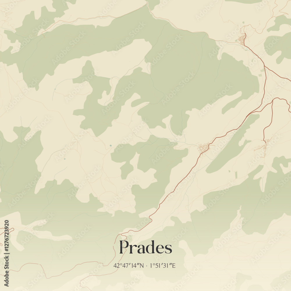 Obraz premium Vintage map of Prades, France.