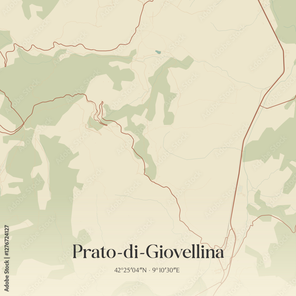 Fototapeta premium Vintage map of Prato-di-Giovellina, France.