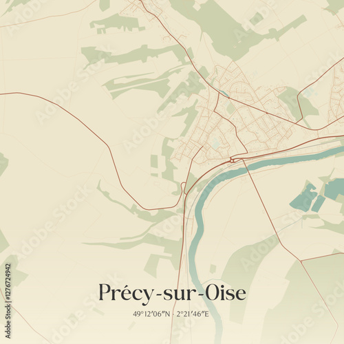 Vintage map of Précy-sur-Oise, France.