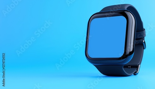 Minimalist smartwatch with a blank screen, modern tech product photography, floating futuristic concept