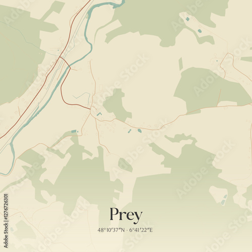 Vintage map of Prey, France.