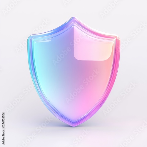 Free Download A 3D illustration of a shield icon with a colorful gradient, suitable for graphic design, UI/UX design, presentations, or backgrounds, showcasing a glass effect on white - GFXLoad