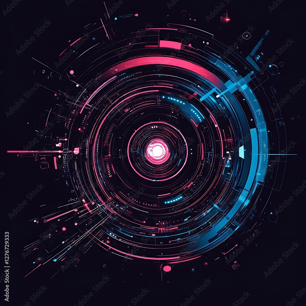 Abstract circular graphic design, futuristic pattern. Possible use Digital art print, wallpaper design Abstract circular graphic design, futuristic pattern. Possible use Digital art print, wallpaper design