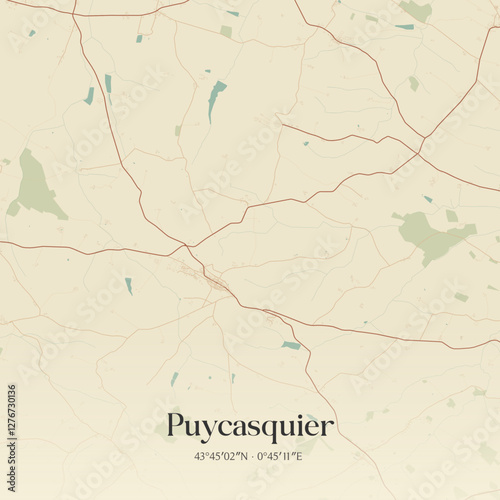 Vintage map of Puycasquier, France.