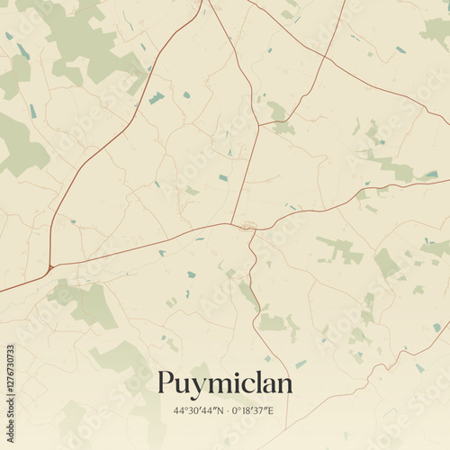 Vintage map of Puymiclan, France.