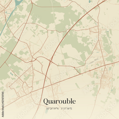 Vintage map of Quarouble, France.