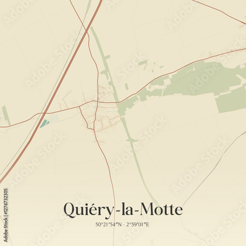 Vintage map of Quiéry-la-Motte, France.