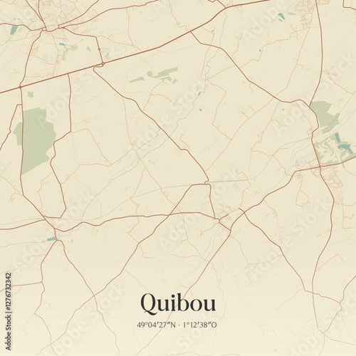 Vintage map of Quibou, France.