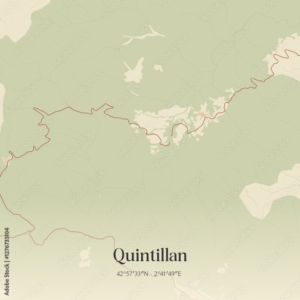 Obraz premium Vintage map of Quintillan, France.