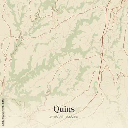 Vintage map of Quins, France.