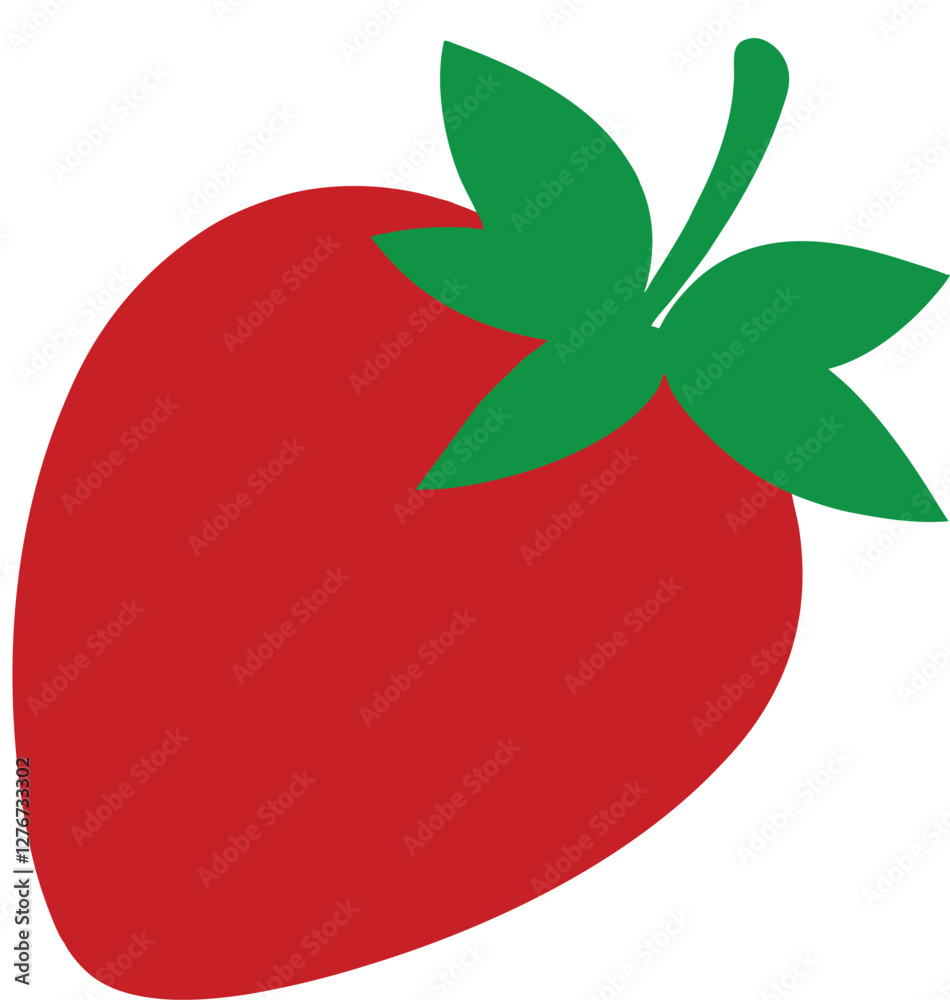 Vibrant Red Strawberry with Green Leaves Illustration Vibrant Red Strawberry with Green Leaves Illustration