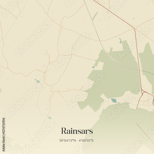 Vintage map of Rainsars, France.