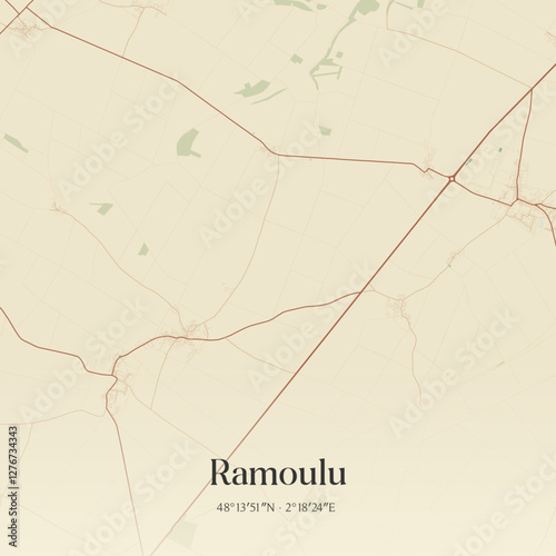 Vintage map of Ramoulu, France.