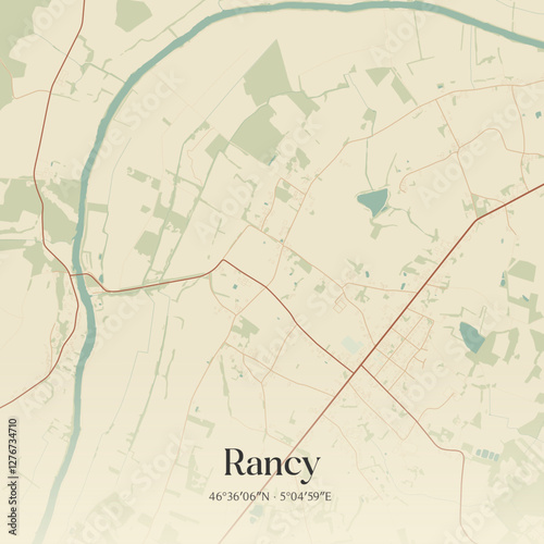 Vintage map of Rancy, France.