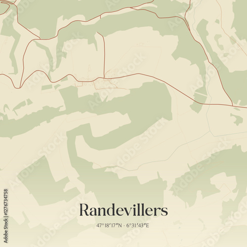 Vintage map of Randevillers, France.
