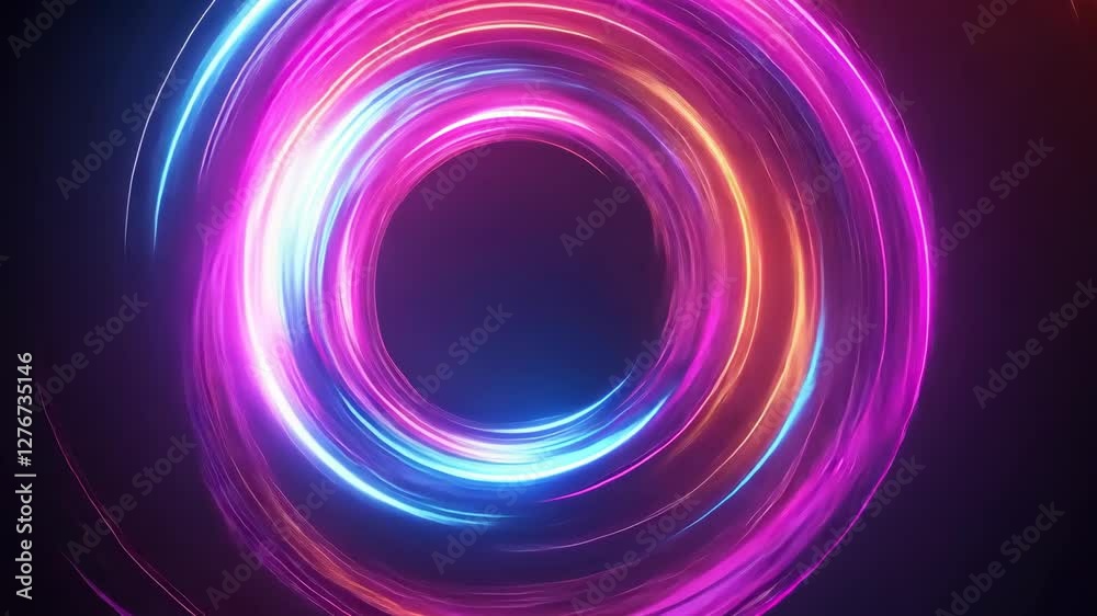 Abstract Neon Circle Light Vortex: Vibrant Swirling Energy Abstract Neon Circle Light Vortex: Vibrant Swirling Energy