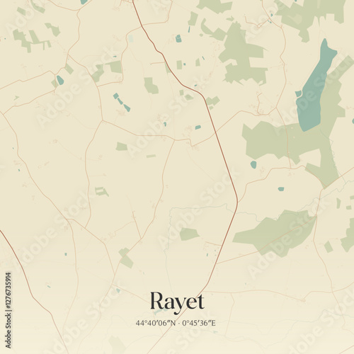 Vintage map of Rayet, France.