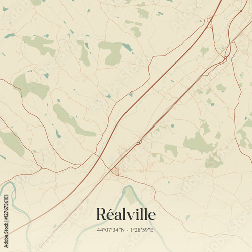 Vintage map of Réalville, France.