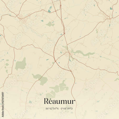 Vintage map of Réaumur, France.