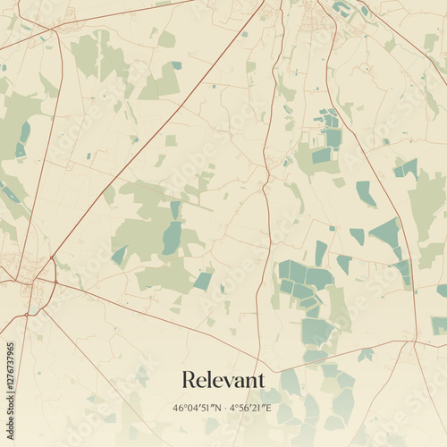 Vintage map of Relevant, France.