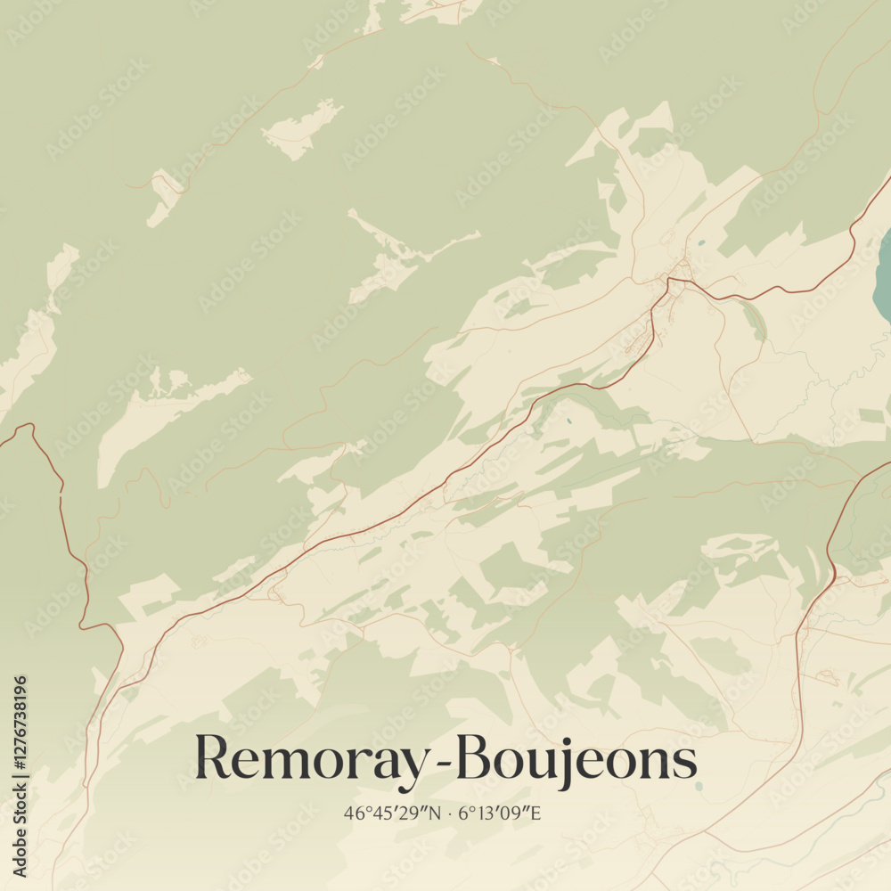 Obraz premium Vintage map of Remoray-Boujeons, France.