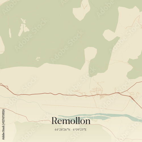 Vintage map of Remollon, France.