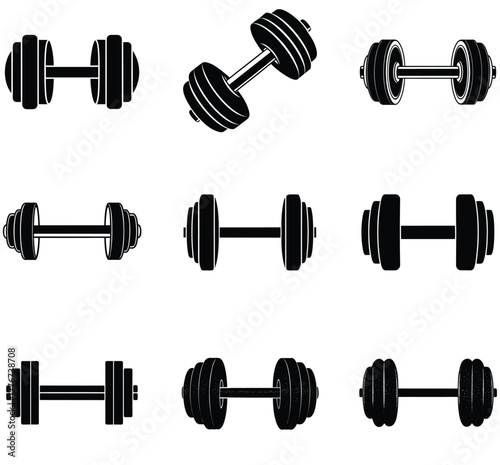 set of dumbbells vector icon