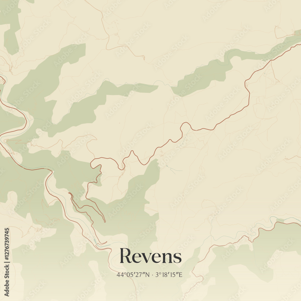 Obraz premium Vintage map of Revens, France.