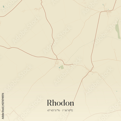 Vintage map of Rhodon, France.