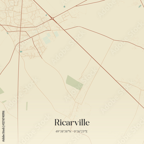 Vintage map of Ricarville, France.