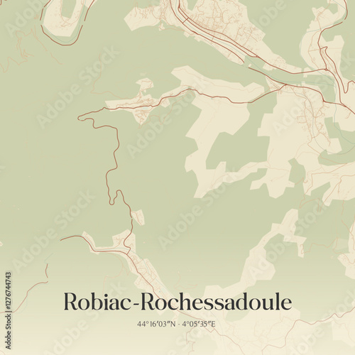 Vintage map of Robiac-Rochessadoule, France.