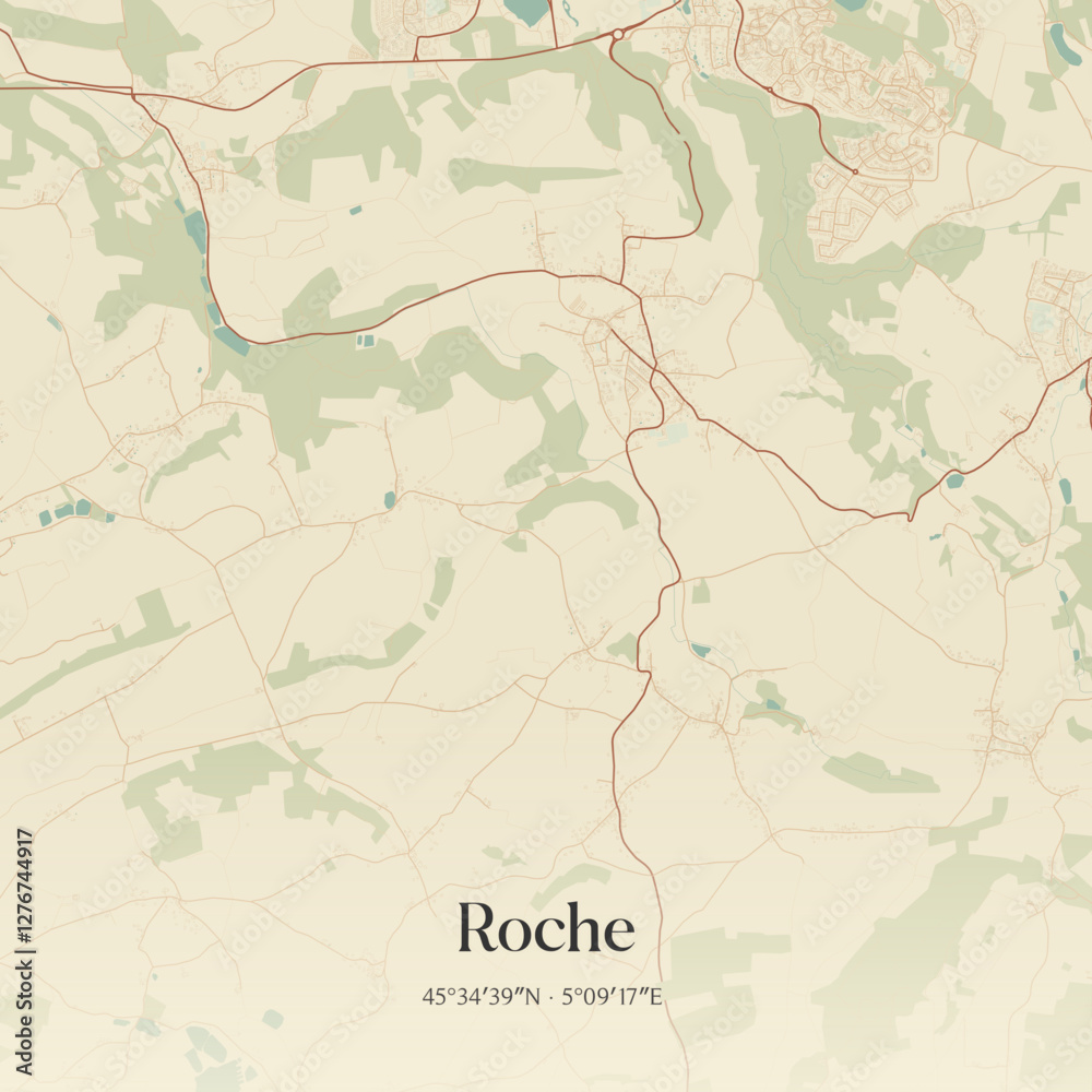 Obraz premium Vintage map of Roche, France.